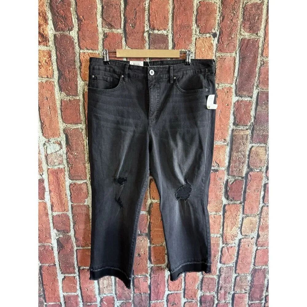 Inc Denim Womens Black Denim Jeans Distressed Size 18/34 NWT